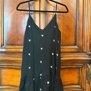 Storia Black Boho Mini Dress with Stars size medium